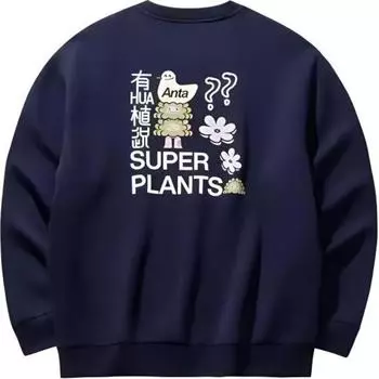 Anta X Youhua Zhishuo Collaboration Sports Lifestyle Series Printed Letter Crewneck Comfortable Breathable Loose Sweatshirt 972518707-7 S