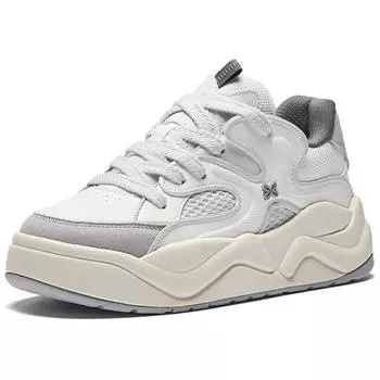 Anta Xiaocanglan Fabric Synthetic Leather Versatile Trendy Non-Slip Wear-Resistant Low-Top Skate Shoes Women Sneakers White Gray 122448036-1 39