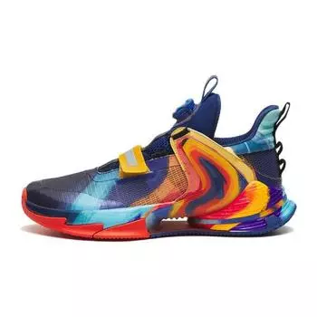 Anta Youth Warrior Basketball Shoes Kids Sneakers Blue Yellow Orange 312251105-5 36