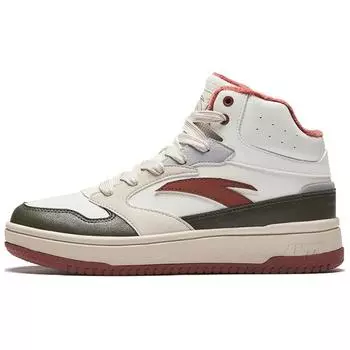 Anta Zero Feel Versatile Trendy Fleece Warm Non-Slip High-Top Skate Shoes Men Sneakers White Brown Red 912448083-5 39