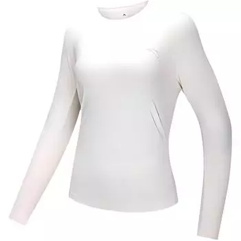 Anta Женский трикотажный топ Running Series с логотипом, однотонным круглым вырезом и длинными рукавами, ванильно-кремовый 962445402-1 XL