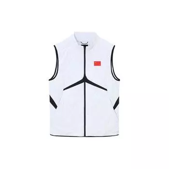 Anta Жилет без рукавов Champion All-Weather Series с цветными блоками, застежкой-молнией и воротником-стойкой, мужской, цвет гравийно-белый 152340917-1 M