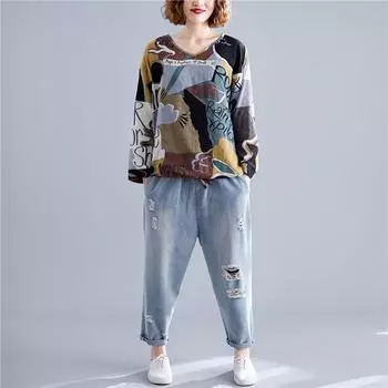 Anteef Футболка оверсайз с длинным рукавом