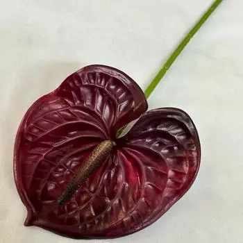 Anthurium Artificial Flower Wedding Hotel Restaurant Room Decoration Wall Dark Red