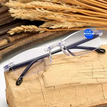 Anti-Blue Reading Glasses Frameless Reading Glasses Cut Edge Running Jianghu Street Stall Reading Glasses Source No degree flat light