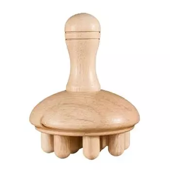 Anti Cellulite Wooden Mushroom Massager 12 Beads Acupoint Meridian Brush Scalp Massage Brush Leg Style B