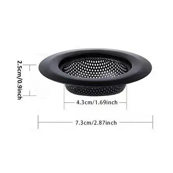 Anti Clog Sink Strainer Black With Handle Drain Filter Hair Clean Up Stainless Steel Waste Catcher Kitchen Bathroom Accessories