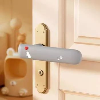 Anti-collision Door Knob Cover Cartoon Protective Pad Cute Baby Safety Sleeve Protector for Home Grey-Right