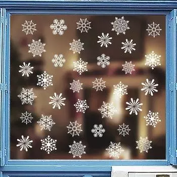 Anti-collision Snowflake Window Sticker PVC Xmas Glass Sticker New Year 7