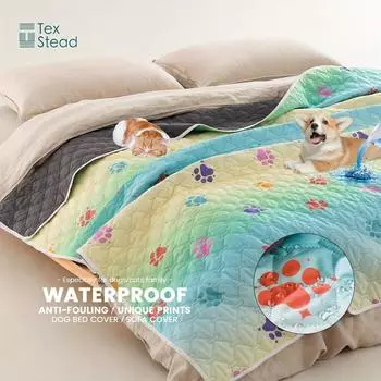 Anti-Leakage Dog Bed Cover Reversible Changing Pad Reusable Camping Mat for Kids/Pet,Washable Dog paw pattern Blanket 30x30in