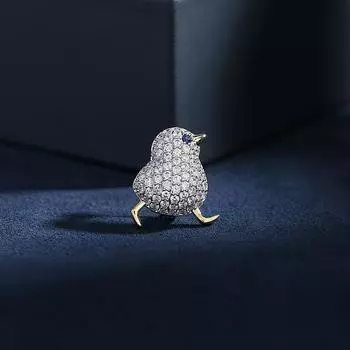 Анти-легкий поясной значок куртка унисекс костюм аксессуары нишевый дизайн циркон инкрустированный цыпленок воротник значок серебряный