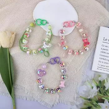 Anti Loss Mobile Phone Strap Wrist Chain Creative Hand Drawn Beaded Keychain Pendant Bag Phone Case Decoration фиолетовый