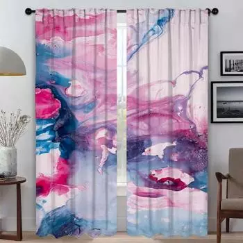 Anti-mosquito Curtains 2 Pieces Flowers Elegant Room Curtains for Camera Living Room Curtain Partition Tulle for Bedroom Shades W50xH70cmx2pcs-CL