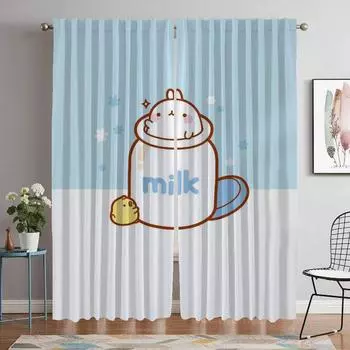 Anti-mosquito Curtains 2 Pieces Molang Blackout Curtain for Room 2 Panel Halloween Decoration Partition Home Interior Curtains W50xH70cmx2pcs-CL