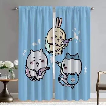Anti-mosquito Curtains for Camera Chiikawaes Curtains Child Room Halloween Decoration Shades Window Curtain for Room 2 Panel W50xH70cmx2pcs-CL