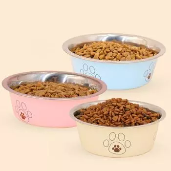 Anti-overturning Cat Feeder Stainless Steel Pet Food Dispenser Bowls Pet Food Bowl Pet Food Water S бежевый