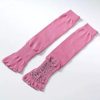 Anti-Pilling Cotton Yoga Non-Slip Socks Pilates Socks Adult Room Socks Professional Sports Socks Women Long Tube Toe Socks PEONY(Anti-Pilling cotton socks)