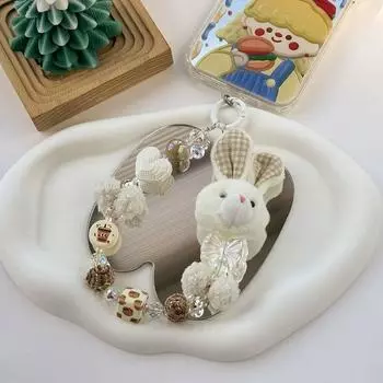 Анти-потеряшка кукла кролик телефонная цепочка милый телефон шнурок амулет милый бант бусины кулон для девочек розовый