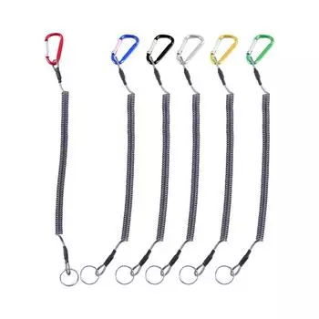 Анти-потеряющийся кемпинговый эластичный выдвижной шнур для скалолазания, рыбалки, карабин, шнур, пружинный трос чёрный