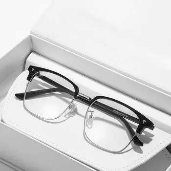 Anti Radiation/Blue Light Eyeglasses Replaceable Lens Computer Glasses/High Qulity/Half Metal Glass Men Women Eyewear серебряный