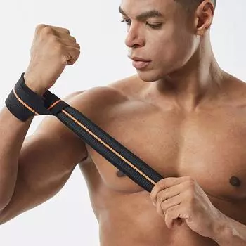 Анти-растяжение запястья для тяжелой атлетики Нескользящие тренировочные резинки для рук Тренировка с сопротивлением чёрный