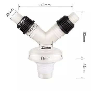 Anti-Return Washing Machine Drain Tee Dual-Interface Drain Pipe Tee Floor Drain Joint Dishwasher Style 3