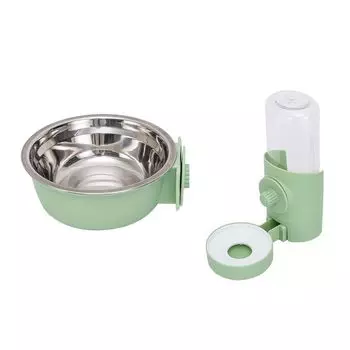 Anti Rollover Pet Cage Bowl Detachable Dog Crate Drinking Bowl Hanging Pet Bowl for Pet Cage pink-food bowl
