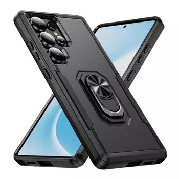 Anti-Scratch Stand Funda Case for Samsung Galaxy S25 Ultra S24 Plus FE 5G Dual Layer Cover for Samsung S25 for Galaxy S25 чёрный