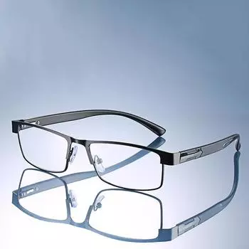 Анти-синий свет, деловые очки для чтения из титанового сплава, мужские несферические 12-слойные линзы с покрытием, очки для дальнозоркости от +1,0 до +4,0 3