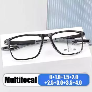 Анти-синий свет квадратная оправа пресбиопические очки женщины мужчины сверхлегкие TR90 спортивные прозрачные дальнозоркие мультифокальные очки по рецепту +2.0