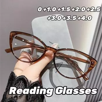 Анти-синий свет, модные и простые очки для чтения для людей среднего и пожилого возраста, ретро-очки для чтения «кошачий глаз» для мужчин и женщин 0 чёрный