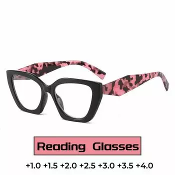 Анти-синий свет, женские и мужские очки для чтения, унисекс, большие размеры, кошачий глаз, компьютерные очки для дальнего видения, очки по рецепту, очки для пресбиопии +1.0