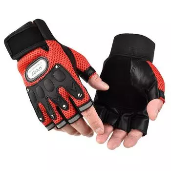 Anti-Slip Cycling Motocycle Gloves PU Leather Riding Gloves Bicycle Gloves Fingerless Gloves