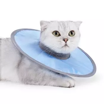 Anti-Slip Pet Cone Collar Protective Pet Recovery Cone Cat Anti-licking Circle for Wound Heal L синий
