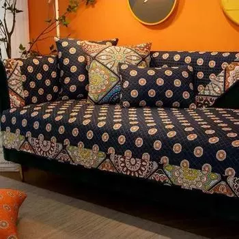 Противоскользящая подушка для дивана, полотенце для спинки, клетчатое лоскутное полотенце для дивана в деревенском стиле из чистого хлопка, чехлы для диванов 70x70cm 1pcs