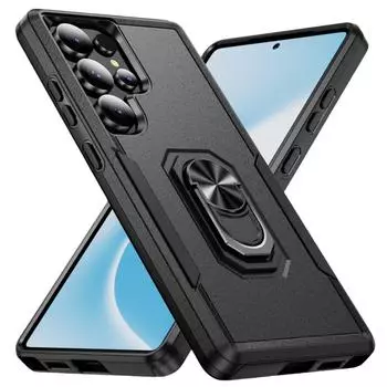 Anti-Slip Stand Ring Cover for Samsung Galaxy S25 Ultra Plus S24 FE Mobile Phone Case Capa for Samsung S25 for Galaxy S25 чёрный