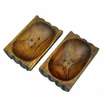 Anti Slip Wood Soap Holder Farmhouse Soap Rack Simple Soap Support Bathtub коричневый