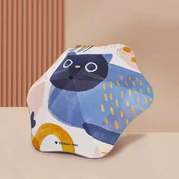 Анти-УФ-ветрозащитный мультяшный зонт для детей, сверхлегкие пляжные зонтики от солнца, защита от дождя, 6 ребер, зонтик с угловыми краями