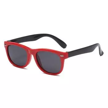 Anti UV Kids Sun Glasses TAC Big Frame Eyewear Personalized Polarizer Sunglasses Children Red-Black