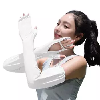 Anti-UV Sunscreen Sleeve Full Wrap Cycling Sleeve Gloves Thin Ice Silk Sleeves Outdoor