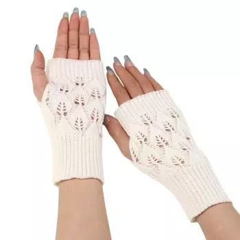 Anti-UV Winter Autumn Women Mittens Half Finger Gloves Knitted Fingerless Gloves
