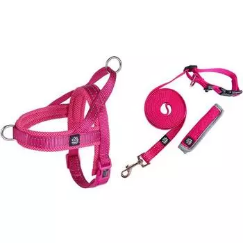 Антиагрессивная шлейка Montem Pet + поводок Hands Free, комплект 3 м, XL, розовый