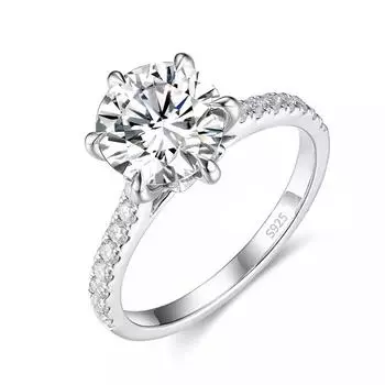 Антиаллергенные ювелирные изделия, тибетское серебряное кольцо, круглое кольцо с цирконием 2 карата, обручальное кольцо, женские модные аксессуары R427 5