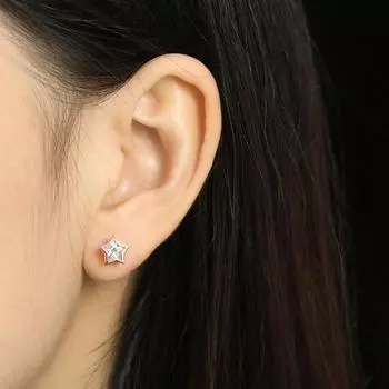 Антиаллергические серьги Palace Baroque Rose Gold с пятиконечной звездой в форме цветка метеора