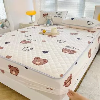 Антибактериальная ткань, защитный чехол для матраса, эластичная одинарная простыня с цветочным принтом, чехол для кровати Queen King Size, декор 1 шт. 90x200x30cm 1pc