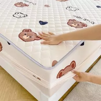 Антибактериальная ткань, защитный чехол для матраса, эластичная одинарная простыня с цветочным принтом, чехол для кровати Queen King Size, декор 1 шт. 90x200x30cm 1pc