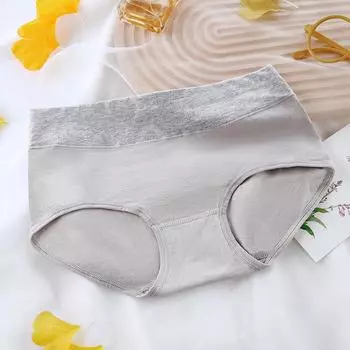 Антибактериальное дышащее хлопковое женское нижнее белье со средней талией, женское модное нижнее белье, эластичные однотонные трусы L серый