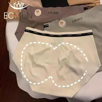 Антибактериальное хлопковое нижнее белье из ледяного шелка с промежностью для женщин, дышащие бесшовные 3D трусики-бикини с персиковым эффектом и бедрами M чёрный