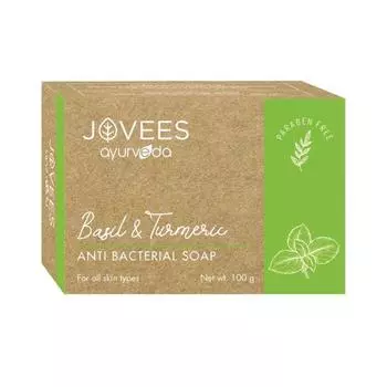 Антибактериальное мыло с Базиликом и Куркумой (100 г), Basil & Turmeric Anti Bacterial Soap, Jovees