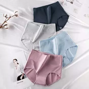 Антибактериальное женское нижнее белье в штучной упаковке, хлопковое нижнее белье с узкой талией и высокой талией, дышащие трусы с принтом M